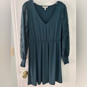 Maurices Lace Sleeve Babydoll Mini Dress, Dark Spruce, small